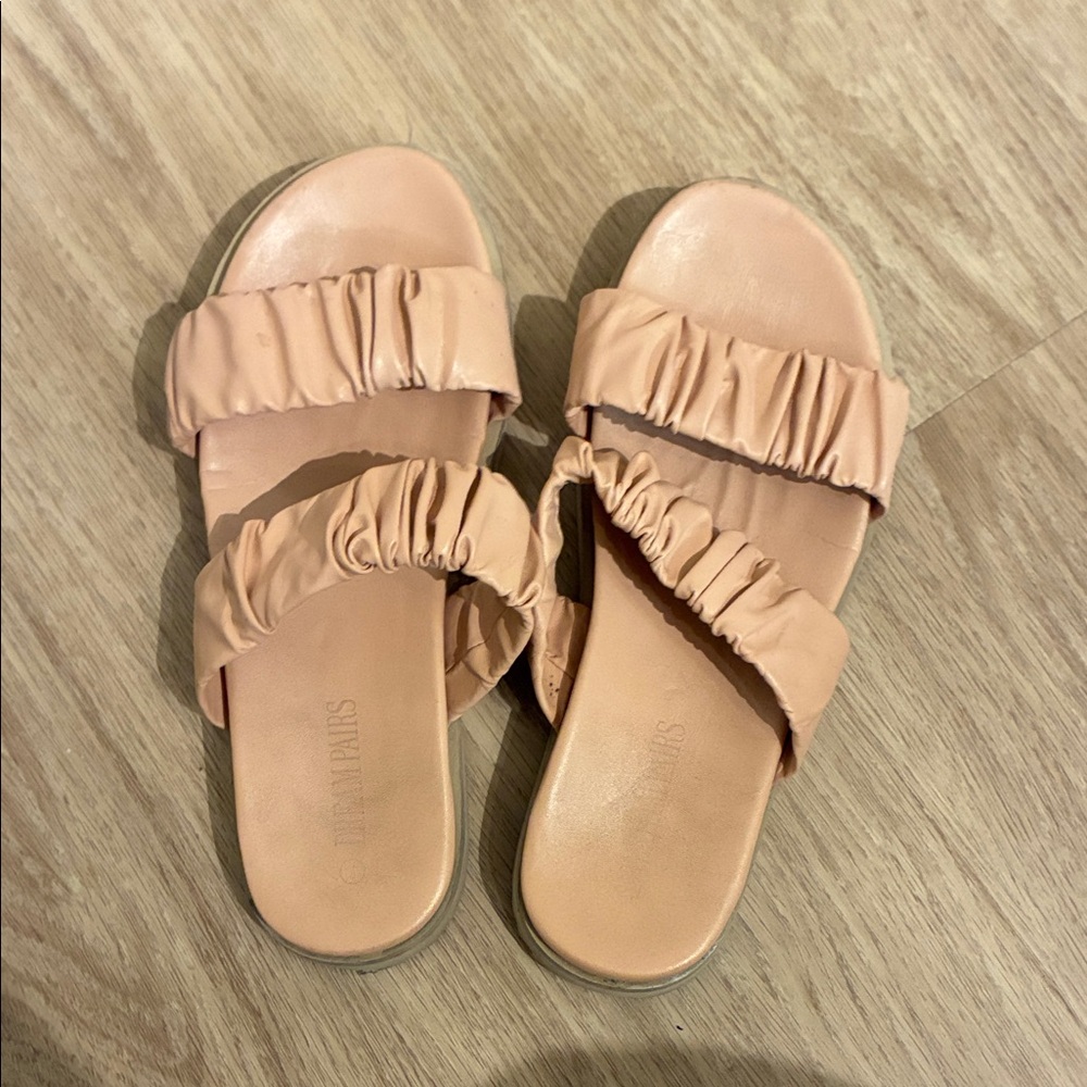 Ruched Light Pink Comfy Sandals